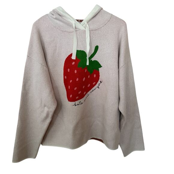 NWT Kate Spade x Target Strawberry Hoodie XL Cream Limited Edition Pullover - Picture 9 of 12